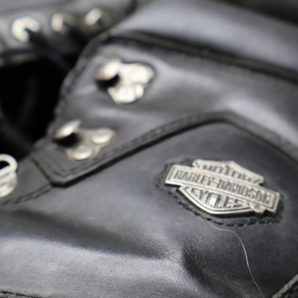 Harley Davidson Leather Boots Mens 10 Black Biker Motorcycle Lug Sole Vintage